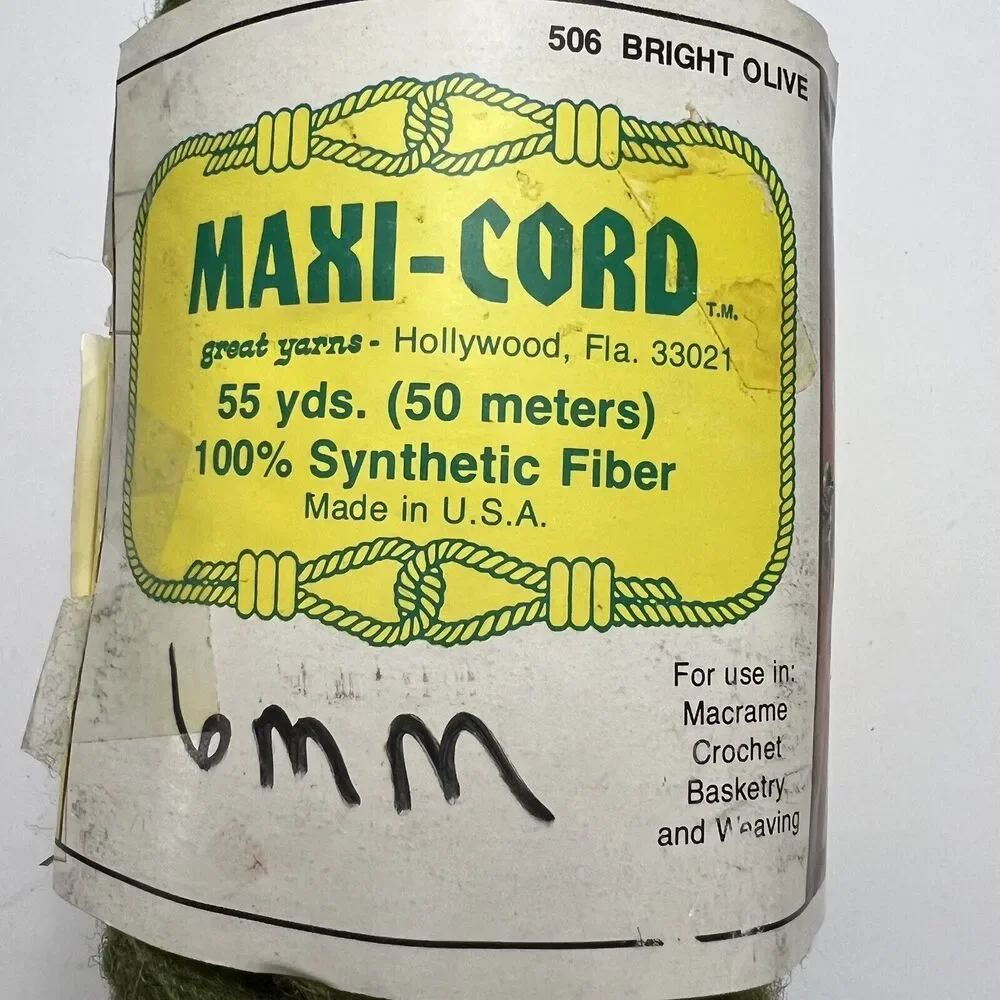 Vintage Maxi Cord 6mm 55 Yards Macrame Crochet Basketry Weaving Knotting Green